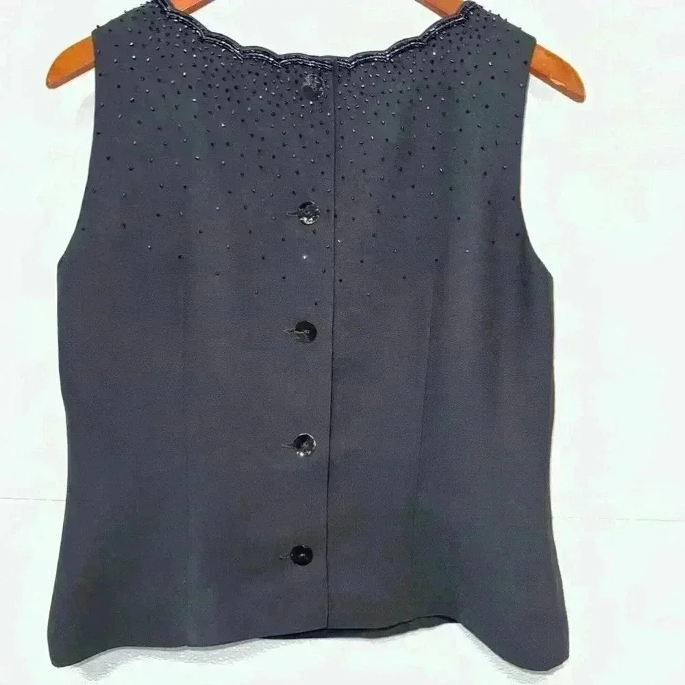 Vintage 90’s David Warren Black Tank with Sequins Top / Petite New York / 12P - Picture 9 of 12